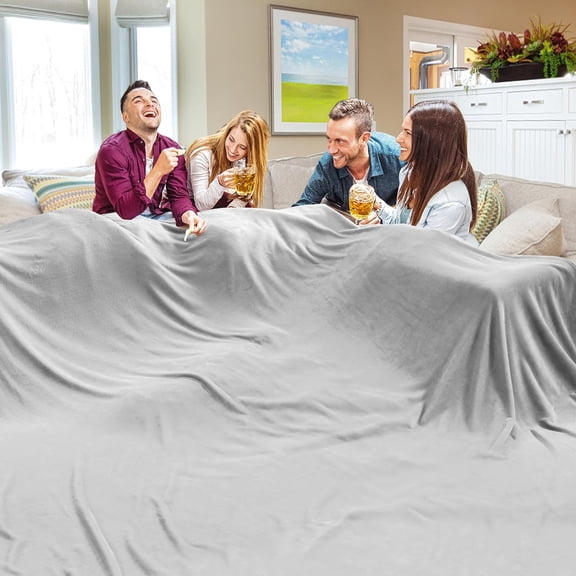 Oversized Blanket 120x120 Inches, Giant Huge Companion for Bed, Sofa, Travel and Camping, Extra Large Big Soft Blanket Fits The Whole Family and Outdoor Campaign, Light Grey