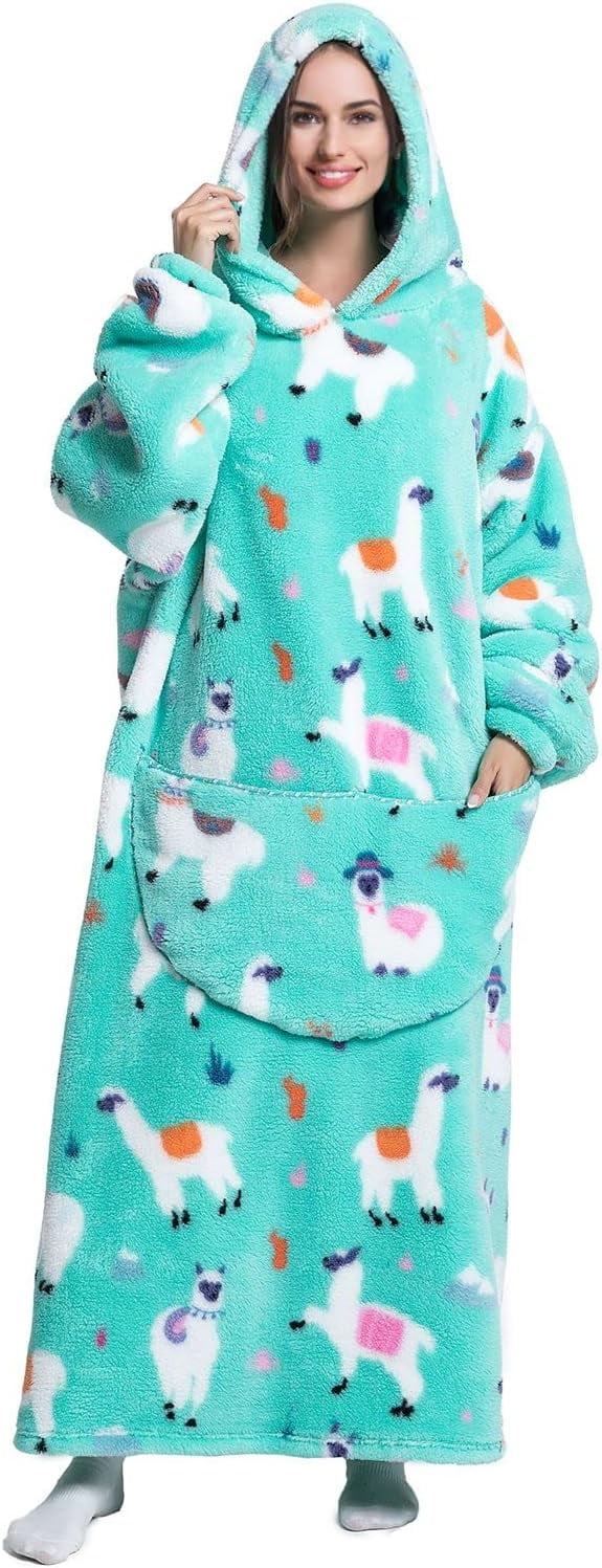Oversized Blanket Hoodie,Adult Snuggle Fleece Wearable Blanket Fluffy Giant Hooded Sweatshirt