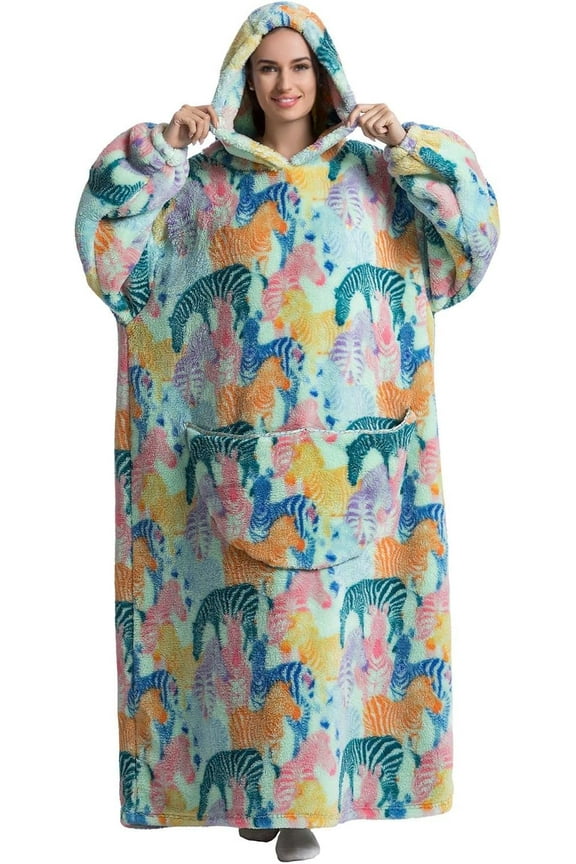 Oversized Blanket Hoodie,Adult Snuggle Fleece Wearable Blanket Fluffy Giant Hooded Sweatshirt