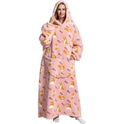 Oversized Blanket Hoodie,Adult Snuggle Fleece Wearable Blanket Fluffy Giant Hooded Sweatshirt