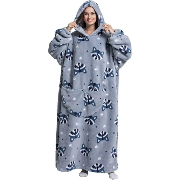 Oversized Blanket Hoodie,Adult Snuggle Fleece Wearable Blanket Fluffy Giant Hooded Sweatshirt