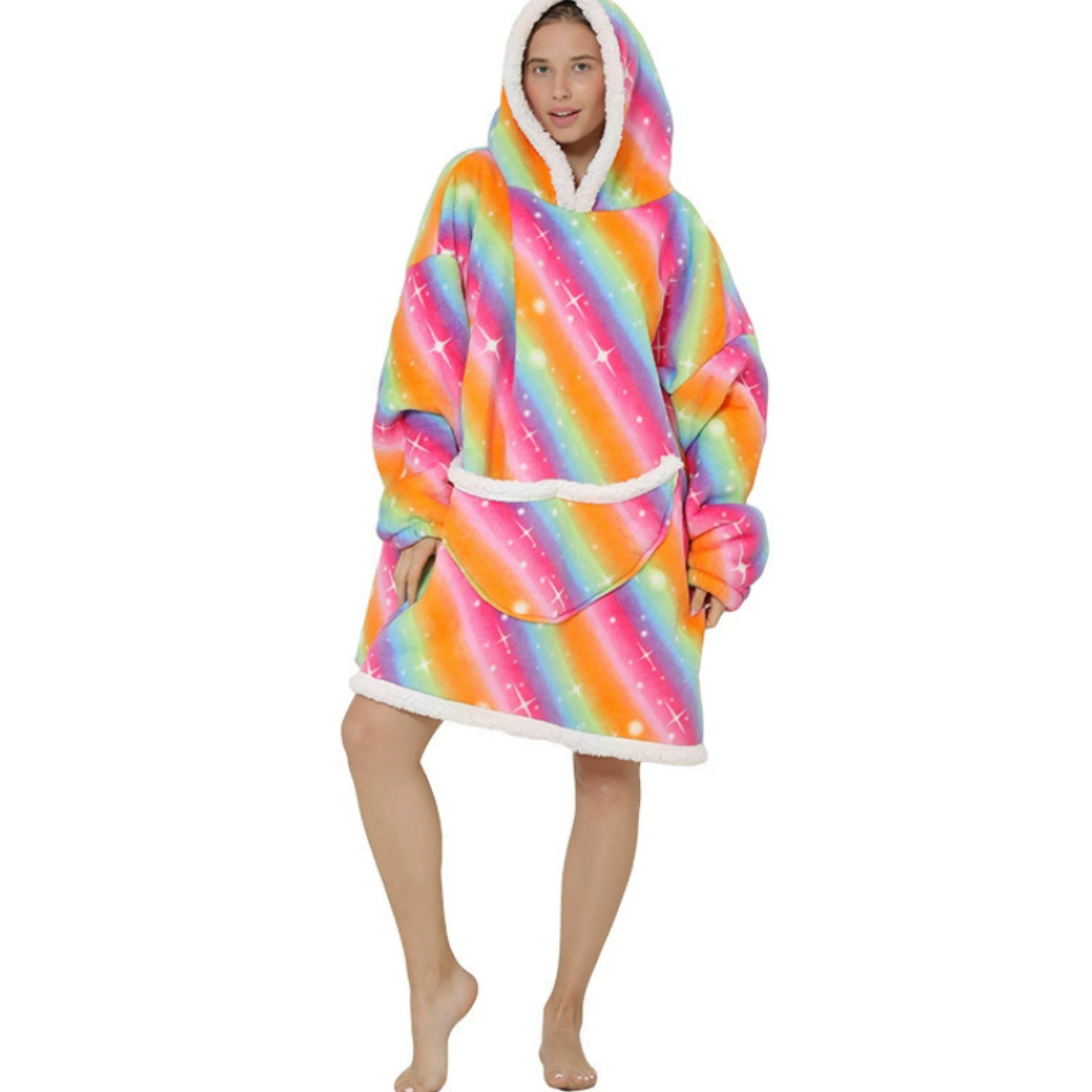 Oversized Blanket Hoodie Sherpa Fleece Wearable Blanket for Unisex Adult Hooded Sweatshirt