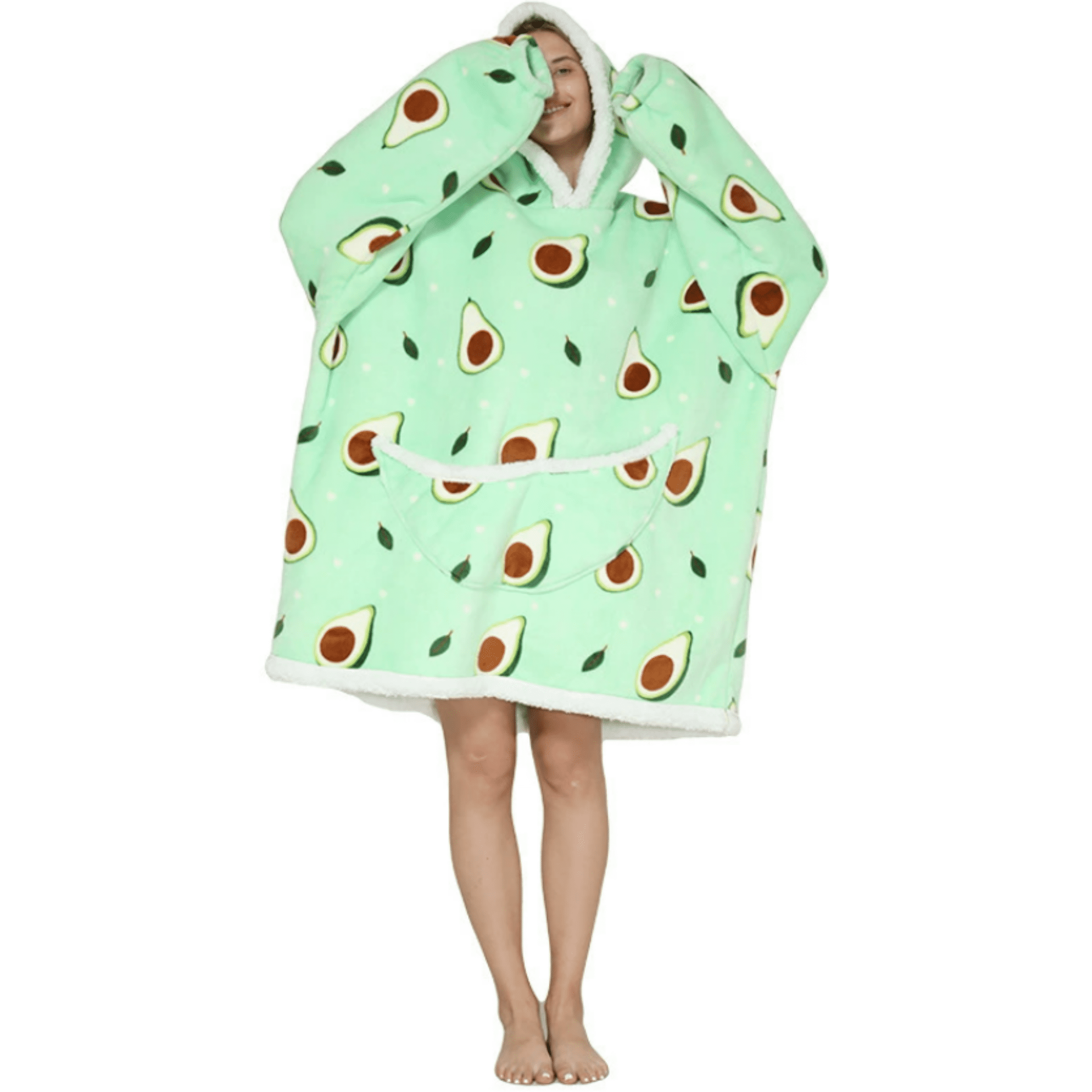 Oversized Blanket Hoodie Sherpa Fleece Wearable Blanket for Unisex Adult Hooded Sweatshirt