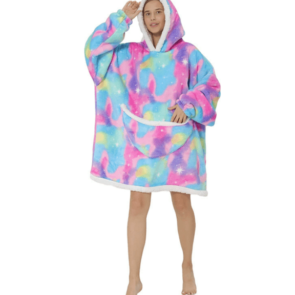 Oversized Blanket Hoodie Sherpa Fleece Wearable Blanket for Unisex Adult Hooded Sweatshirt
