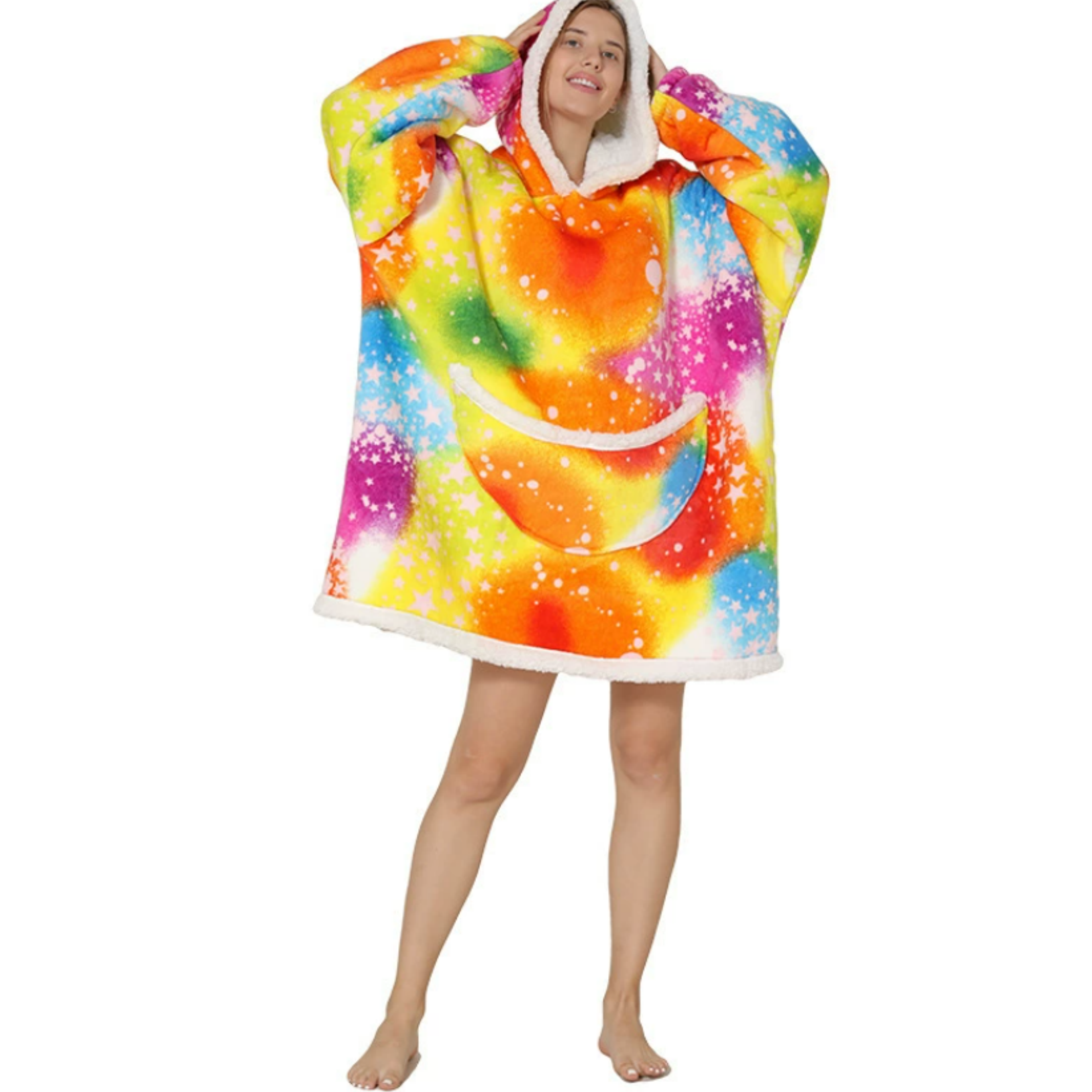 Oversized Blanket Hoodie Sherpa Fleece Wearable Blanket for Unisex Adult Hooded Sweatshirt