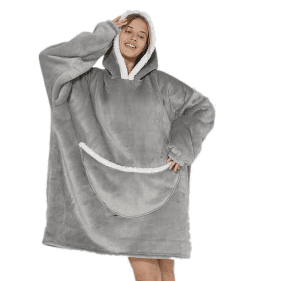 Oversized Blanket Hoodie Sherpa Fleece Wearable Blanket for Unisex Adult Hooded Sweatshirt