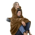 thumbnail image 1 of Oversized Blanket Hoodie Sweatshirt, Wearable Lounging Pullover for Adults Women Men Dark Brown One size, 1 of 7