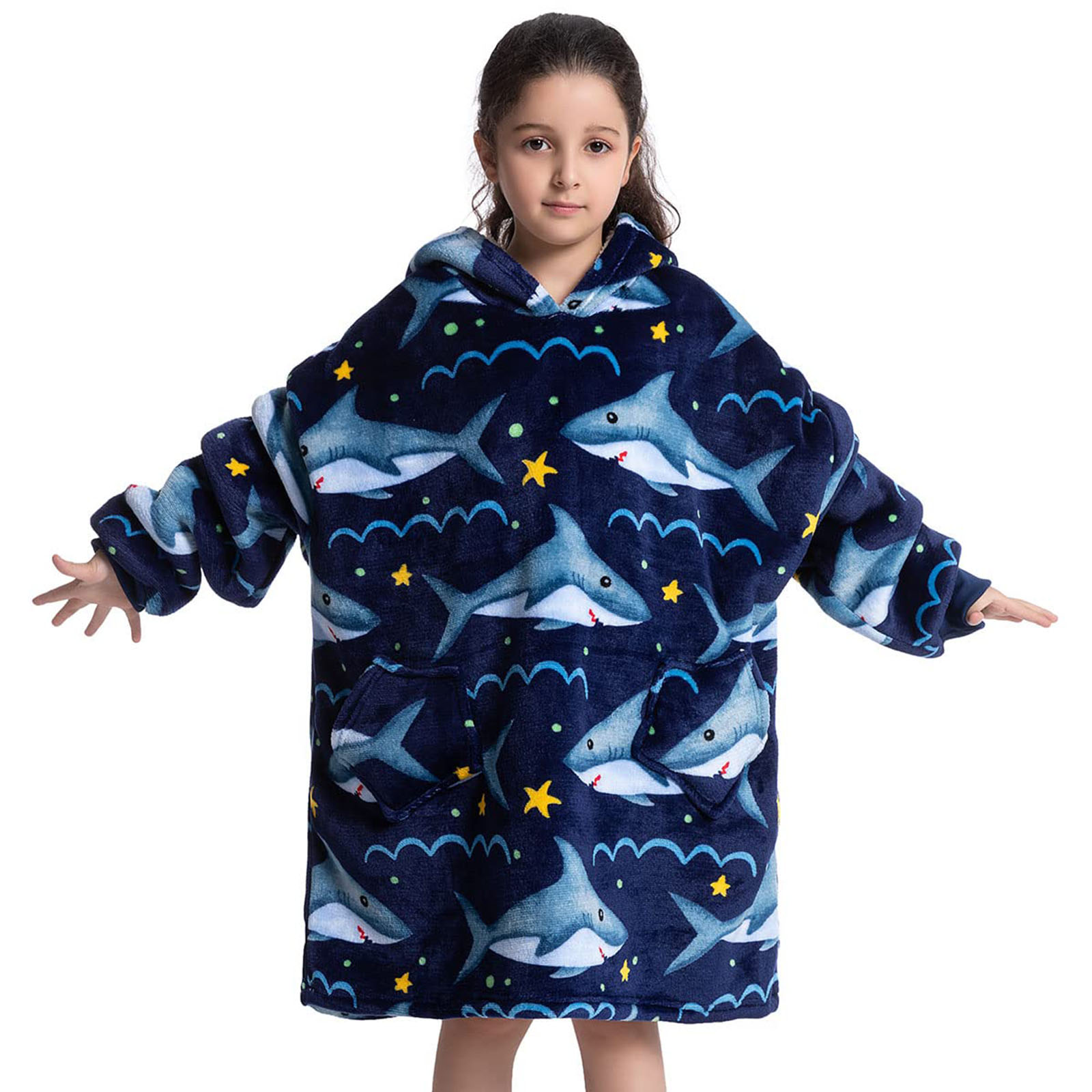 Oversized Blanket Hoodie for Kids,Wearable Blanket Soft Warm Stylish