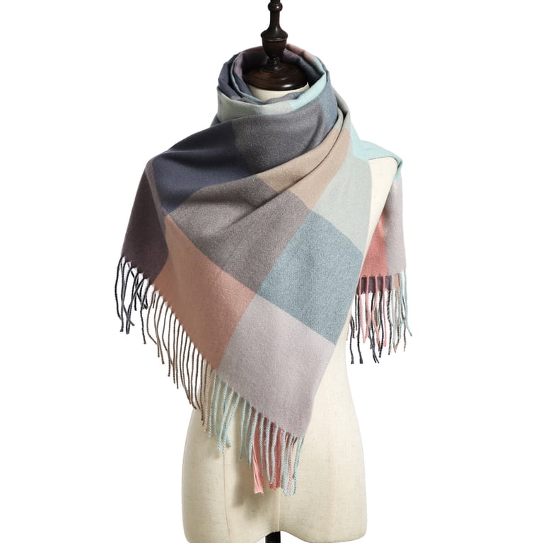 Amazon.com: Large Chunky Plaid Scarf Checked Oversized  Oversized Blanket Scarf display picture 1