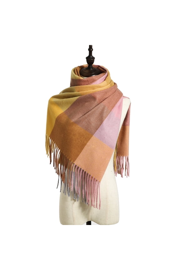 Oversized Blanket Scarf for Women Travel Tartan Wrap Plaid Square Warm Wrap Shawl Scarves