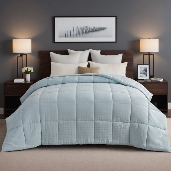 Oversized Blue Checkered Duvet Insert Home, bedroom, and hotel use. Breathable, comfortable, and warm. Hand or machine washable.