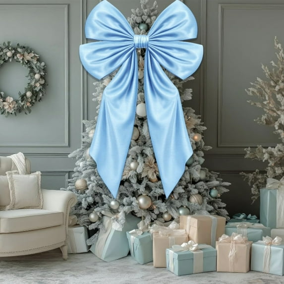 Oversized Blue Christmas Bow Tree Topper – Holiday Party Decor, Wedding Centerpiece, Indoor & Outdoor Decorations
