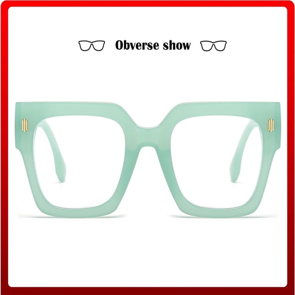 Oversized Blue Light Blocking Glasses for Women Men, Trendy Big Square Frame Computer Eyeglasses, Clear Lens Anti Eyestrain Glasses for Gaming Working