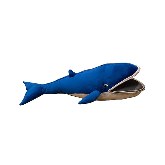 Oversized Blue Whale Plush Doll with Realistic Open Mouth Stuffed Toy For Toddler Playrooms And Birthday Gift Giving