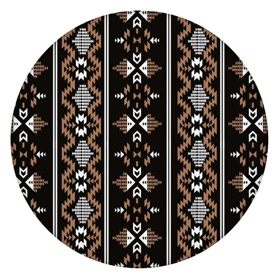 Oversized Bohemian Print Tablecloth, 56 Inch Floral Design with Elastic Edging for Restaurant Circular Tables