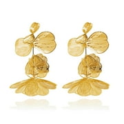 Oversized Boho Flower Tassel Dangle Earrings for Women,Large Filigree Floral Unique Metal Trendy Hawaiian Earrings,Statement Pretty Chic Jewelry Cute Big Petals Vacation Earringsgold