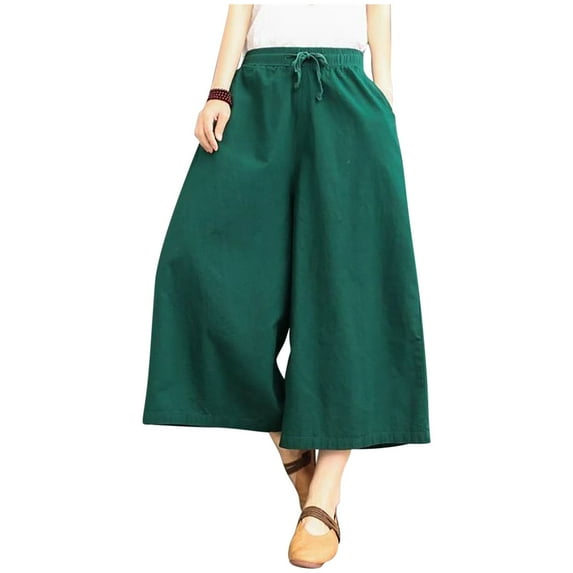Oversized Boho Pants for Womens Linen Athletic-Fit Palazzo Trouser Baggy Relaxed Fit Sweatpants Beach Gym Workout Running Casual Trouser with Pockets