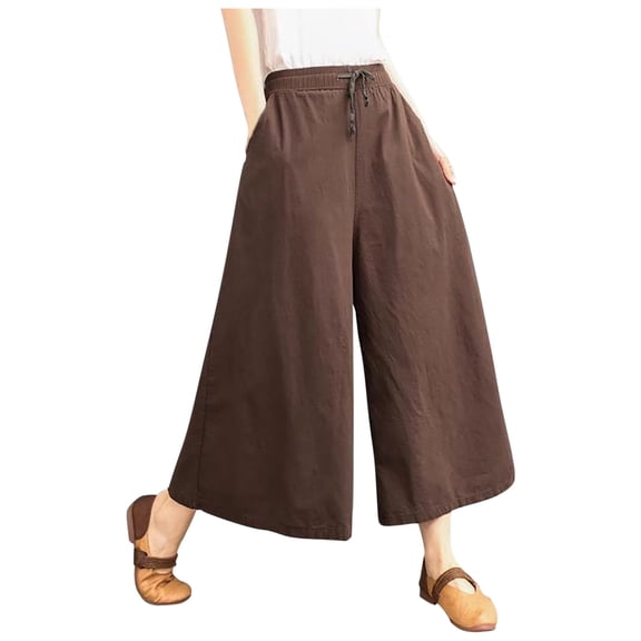 Oversized Boho Pants for Womens Linen Athletic-Fit Palazzo Trouser Baggy Relaxed Fit Sweatpants Beach Gym Workout Running Casual Trouser with Pockets