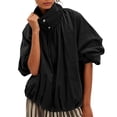thumbnail image 1 of Oversized Bomber Jacket Women Stand Collar Windbreaker Polyester Fall Utility Coat, 1 of 7