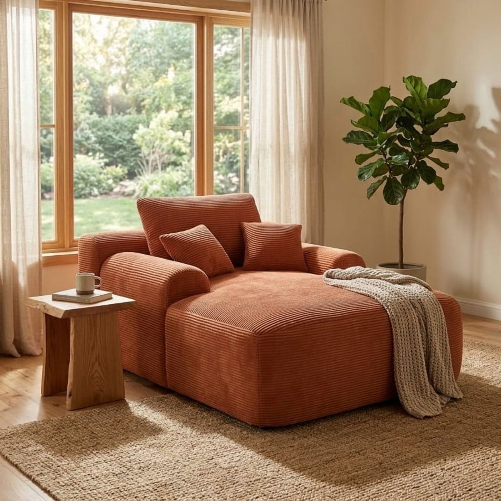 Oversized Boneless Chaise Lounge Chair Indoor, Cloud Plush Reading Chair Deep Seat Sofa Couch Bed with 3 Pillows for Living Room, No Assembly Required