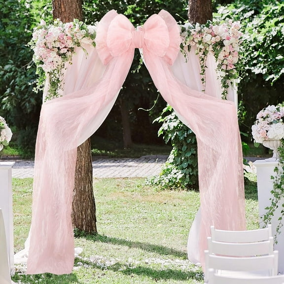 Oversized Bow Decor for Wedding Arch and Wall Decoration, Nylon Spandex Bow for Christmas and Valentine's Day Party, Versatile Hanging Ornament for Holiday Home Decor(Pink,A)