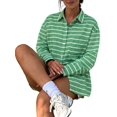 thumbnail image 1 of Oversized Button Down Shirts for Women Shirt Long Sleeve Collared Blouses with Pocket Beach Outfit Green XL, 1 of 9