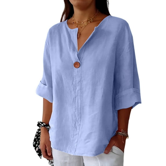 Oversized Button Down Tops Under $20 Women, Cotton Short Sleeve Shirts for Women 100 Percent Spring Boho Dress Dresses Summer 2025 Womens Casual Black Outfits Vacation Mini Blue L
