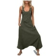 thumbnail image 1 of Oversized Buttons Suspender Jumpsuits for Women Square Neck Sleeveless Harems Pants Casual Loose Solid Rompers with Pocket Army Green,XXL, 1 of 5