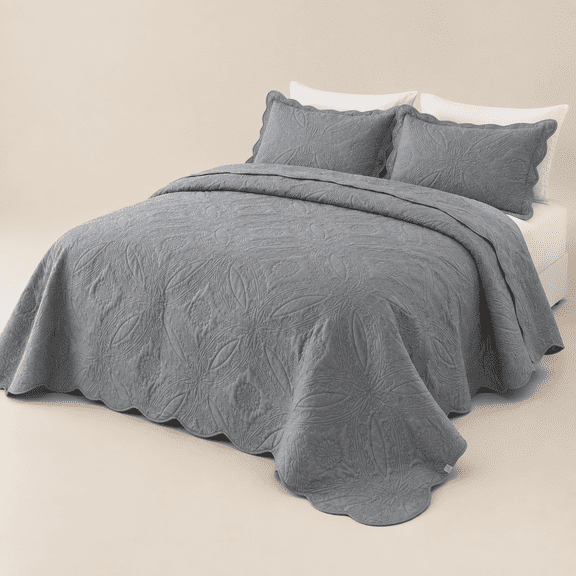 Oversized Cal King Bedspreads 120x120 Ultrasonic Quilted Grey