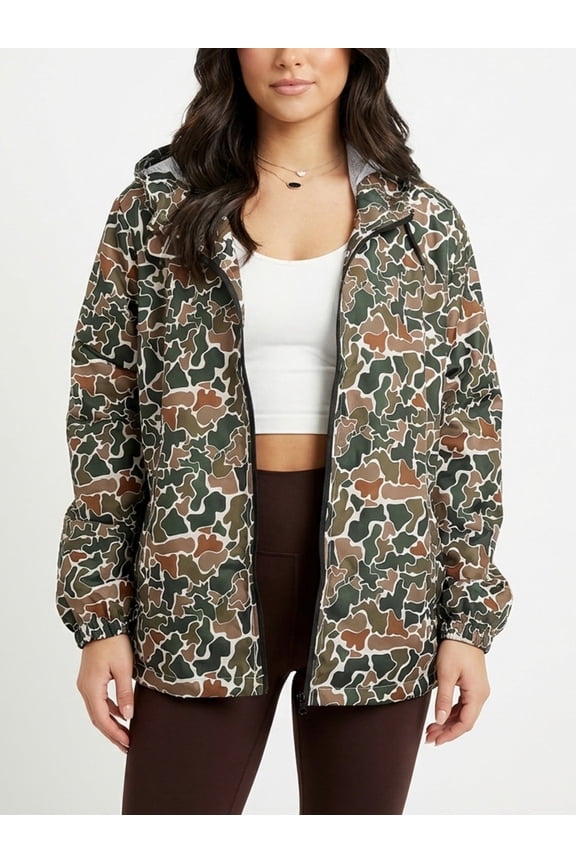 Oversized Camo Hoodie Jacket for Women, Colorful Patchwork Print Zip Up Hoodie, Loose Fit Y2K Streetwear Pullover with Front Pockets