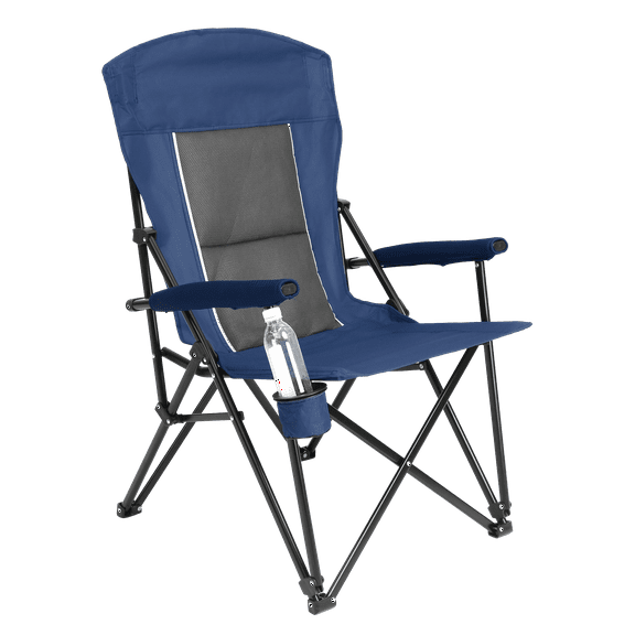 Oversized Camping Chair, Heavy Duty Portable Folding Chair with High Back & Cup Holder,Carry Bag Included,250LBS,Navy Blue