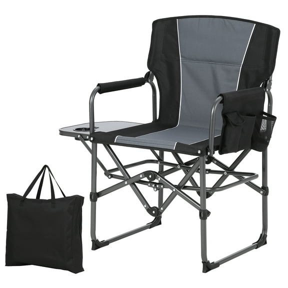 Oversized Camping Chair, Portable Folding Chair for Adults Support 400 lbs, Heavy Duty Lawn Chair with Side Table, for Camping, Sports, Picnic, Beach, Fishing