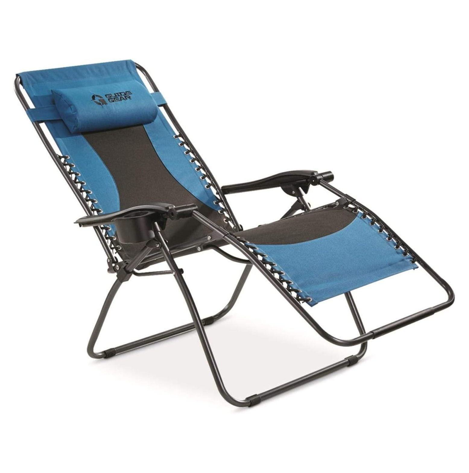 Oversized Camping Chair, Recliner, Outdoor, Portable, Folding, 500-lb. Capacity Blue/Black