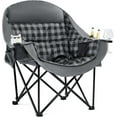 thumbnail image 1 of Oversized Camping Chairs for Adults - Heavy Duty Padded Outdoor Folding Lawn XL Camp Chair with Cup Holder Cooler Pockets for Outside Sports Beach Fishing Garden Portable Supports 500lbs, Grey, 1 of 14