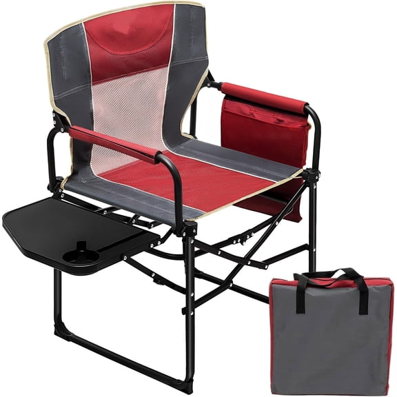 Oversized Camping Directors Chair, Portable Folding Lawn Chairs for Adults Heavy Duty with Side Table,Pocket for Beach, Fishing,Picnic,Concert,Tailgating, Outdoor Foldable Camp Chair