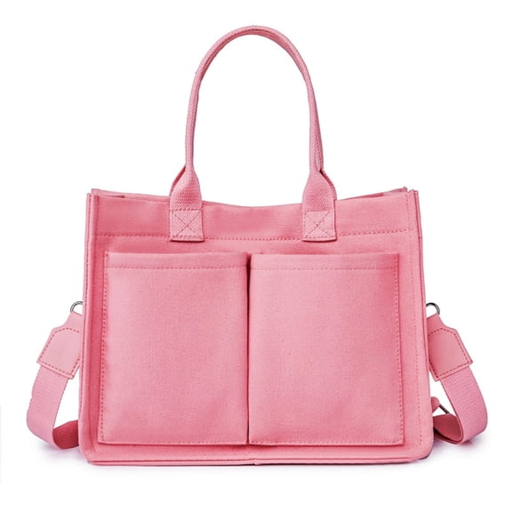 Oversized Canvas Tote Bag for Women - Laptop Carrying Bag with Multi Pockets, Casual Work & School Essential