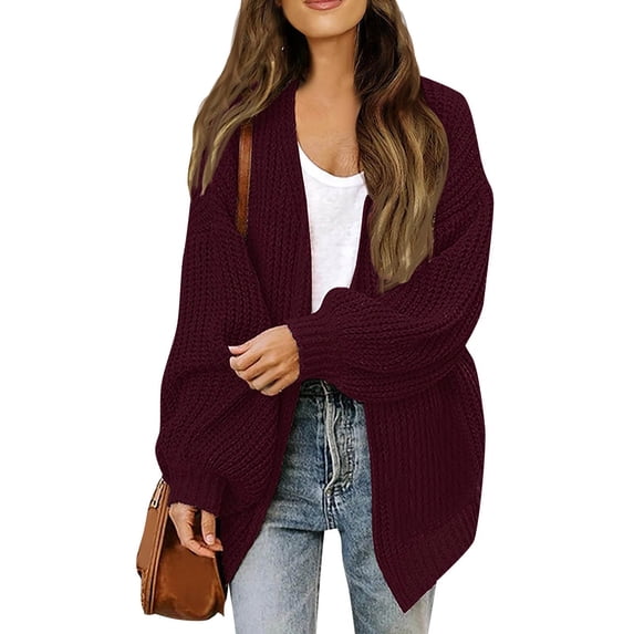Oversized Cardigan Sweaters for Women Long Sleeve Chunky Knit Fall Sweater Outwear with Pockets