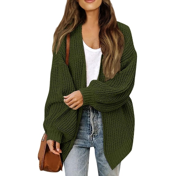 Oversized Cardigan Sweaters for Women Long Sleeve Chunky Knit Fall Sweater Outwear with Pockets