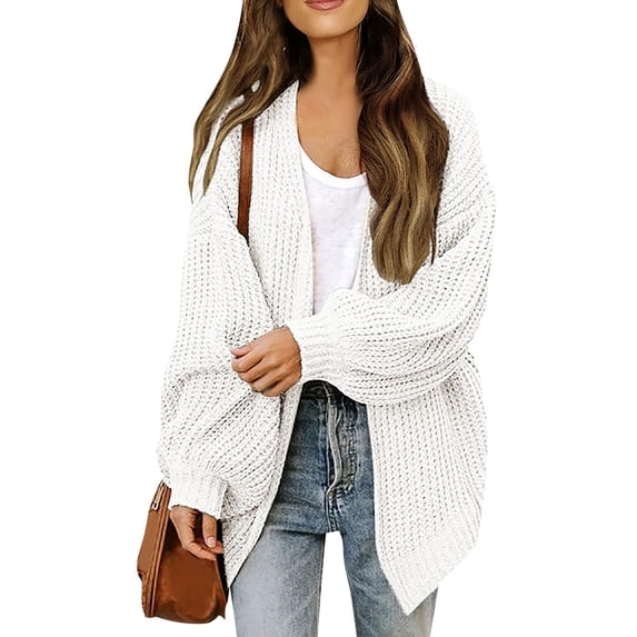 Oversized Cardigan Sweaters for Women Long Sleeve Chunky Knit Fall Sweater Outwear with Pockets