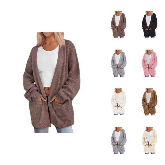 Oversized Cardigan Sweaters for Women Long Sleeve Drop Shoulder Open Front Knit Cardigans with Pockets Fall Winter Outerwear