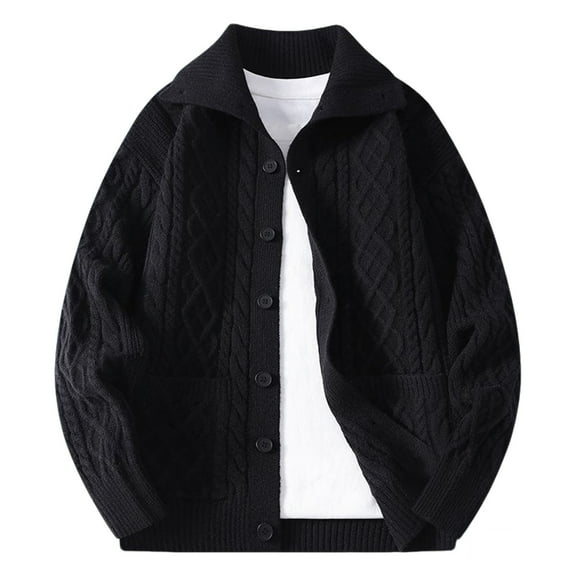 Oversized Cardigans for Men Teen Boys' Casual Solid Color Knit Cardigan Button Down Half Turn Down Collar Loose Cardigan Fashion Breathable Loose Ribbed Jacke Thermal Fashion Baggy Shirt