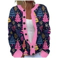 thumbnail image 1 of Oversized Cardigans Women Christmas Color Block Tree Print Button Up Knitted Sweater Long Sleeve Fall Fashion Holiday 2025 Clothing, 1 of 5