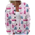 thumbnail image 1 of Oversized Cardigans Women Christmas Cute Snowman Tree Print Button Knitted Sweater Long Sleeve Casual Fall Clothes 2025 Xmas Party, 1 of 5