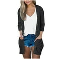 thumbnail image 1 of Oversized Cardigans for Women Cropped New Women's Open Front Lightweight Cardigan Sweater Long Sleeve Button down Loose Outerwear with Pockets Dark Gray M, 1 of 7