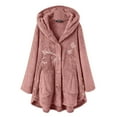thumbnail image 1 of Oversized Cardigans Women Hooded Button Tops Printed Wool Loose Jacket Plush Women's Cardigans, 1 of 2