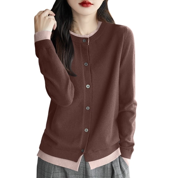 Oversized Cardigans Women Knit Style Round Neck Layered For Casual Wear Fashionable Work Cardians
