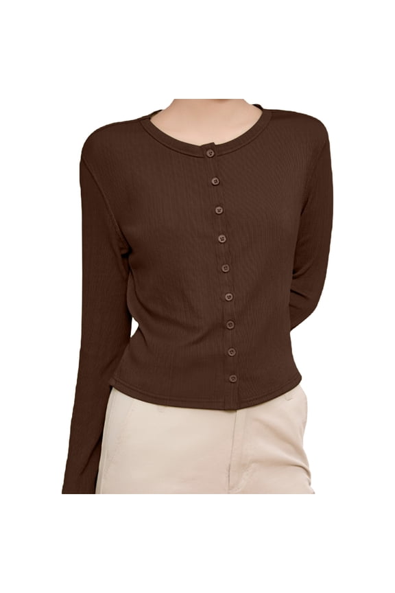 Oversized Cardigans Women Long Sleeve Round Neck Knitted Sweater Work Cardians