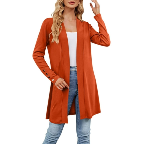 Oversized Cardigans Women Solid Color Buttoned Loose Long Sleeved Knitted Jacket Light Weight Cardigan