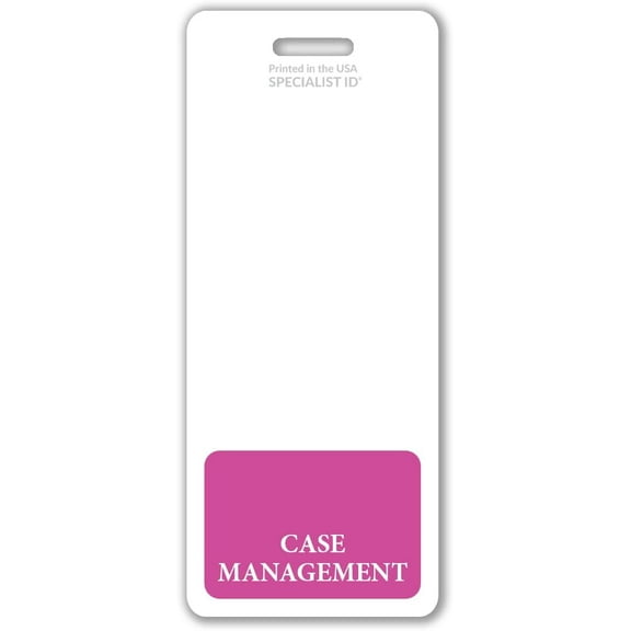 Oversized Case Management Badge Buddy - Vertical Extra Large Badge Buddies for Case Managers - 2 1/8 X 5 1/2 Role Identification Badge Backer Card - USA Printed by Specialist ID (Hot Pink)