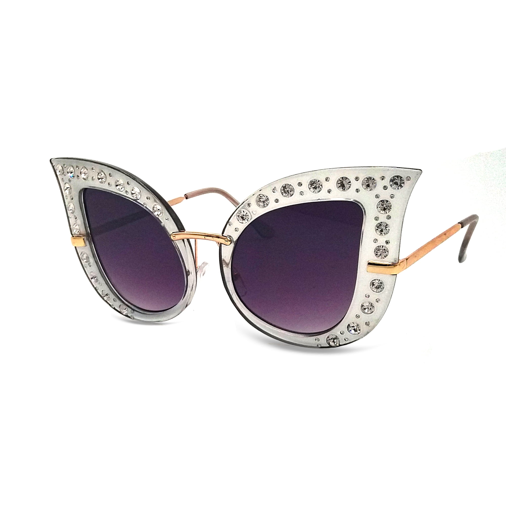 Oversized Cat Eye Rhinestone Sunglasses EA1356A